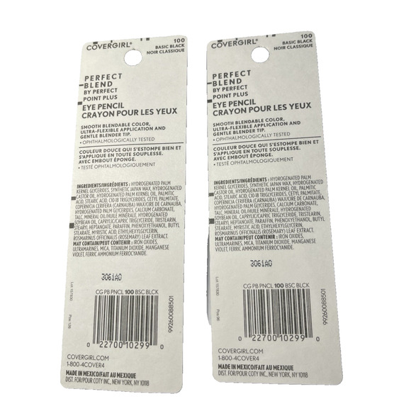 2x CoverGirl Perfect Blend Perfect Point Plus Eye Pencils 100 Basic Black Sealed - Picture 2 of 4